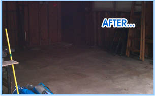 This is an Edina, MN garage clear of junk after we hauled the items into our truck.